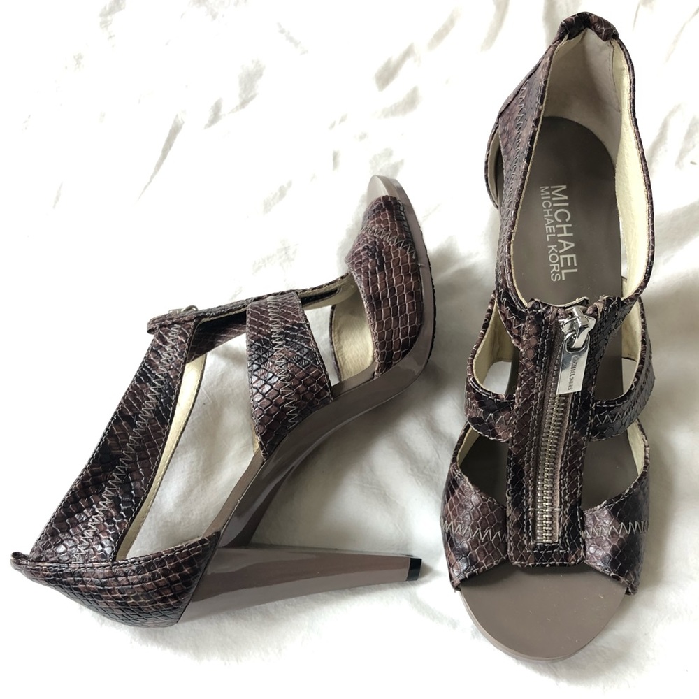 NEW Michael Kors snake skin zip heels